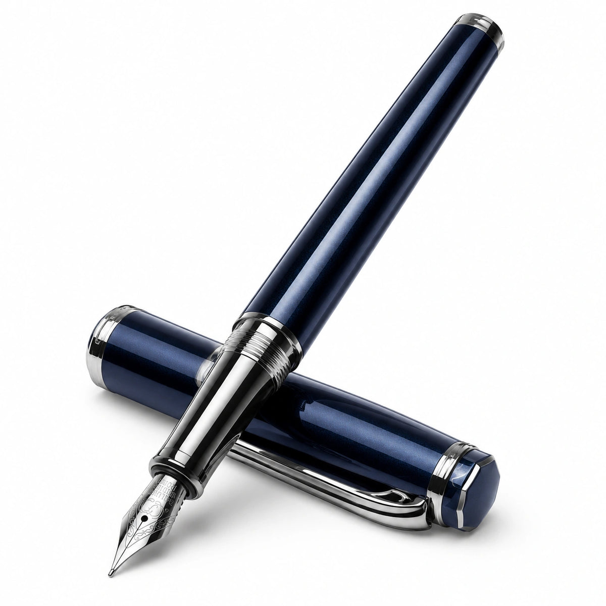 Pluma estilográfica azul con punta fina