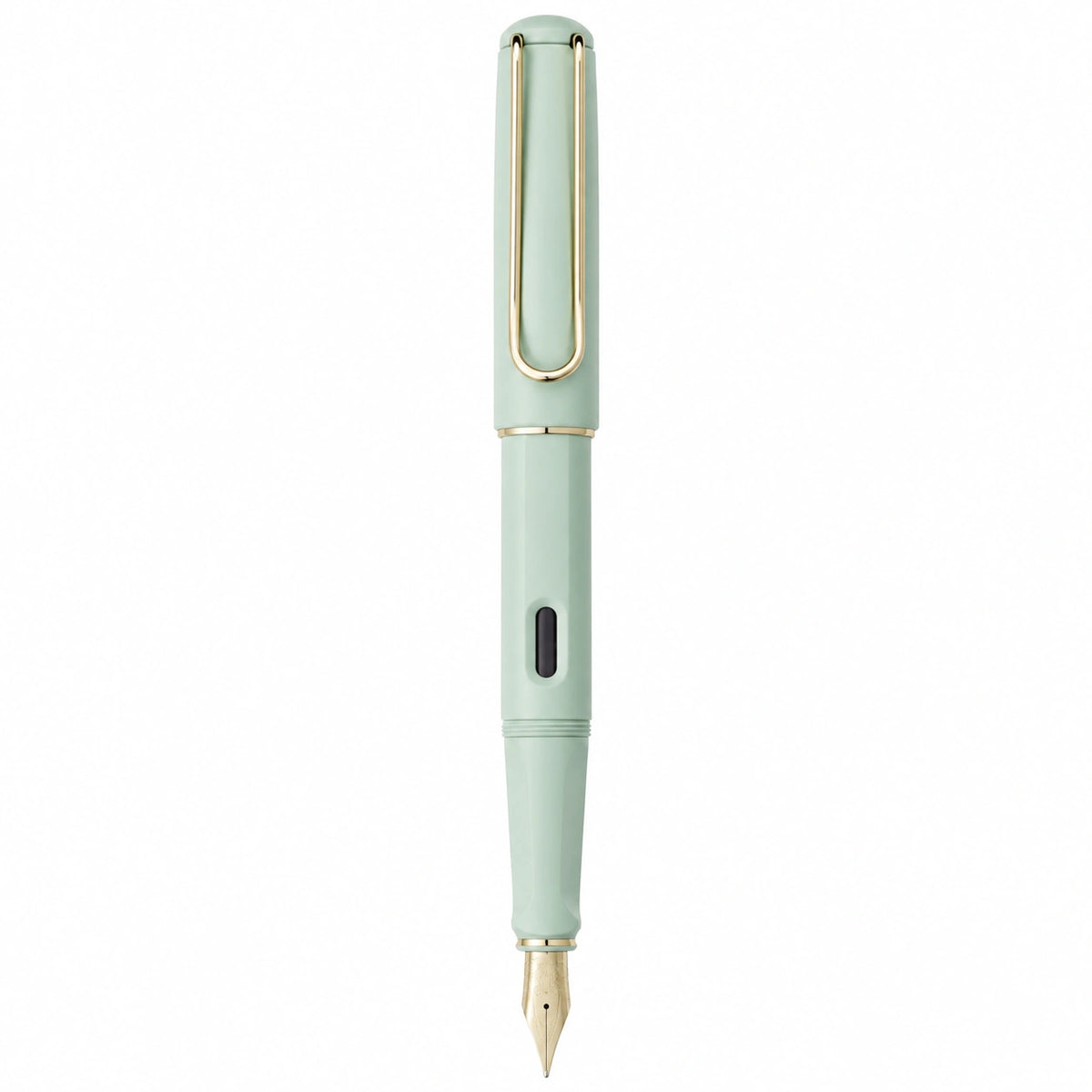 Pluma estilográfica elegante verde menta con plumín fino