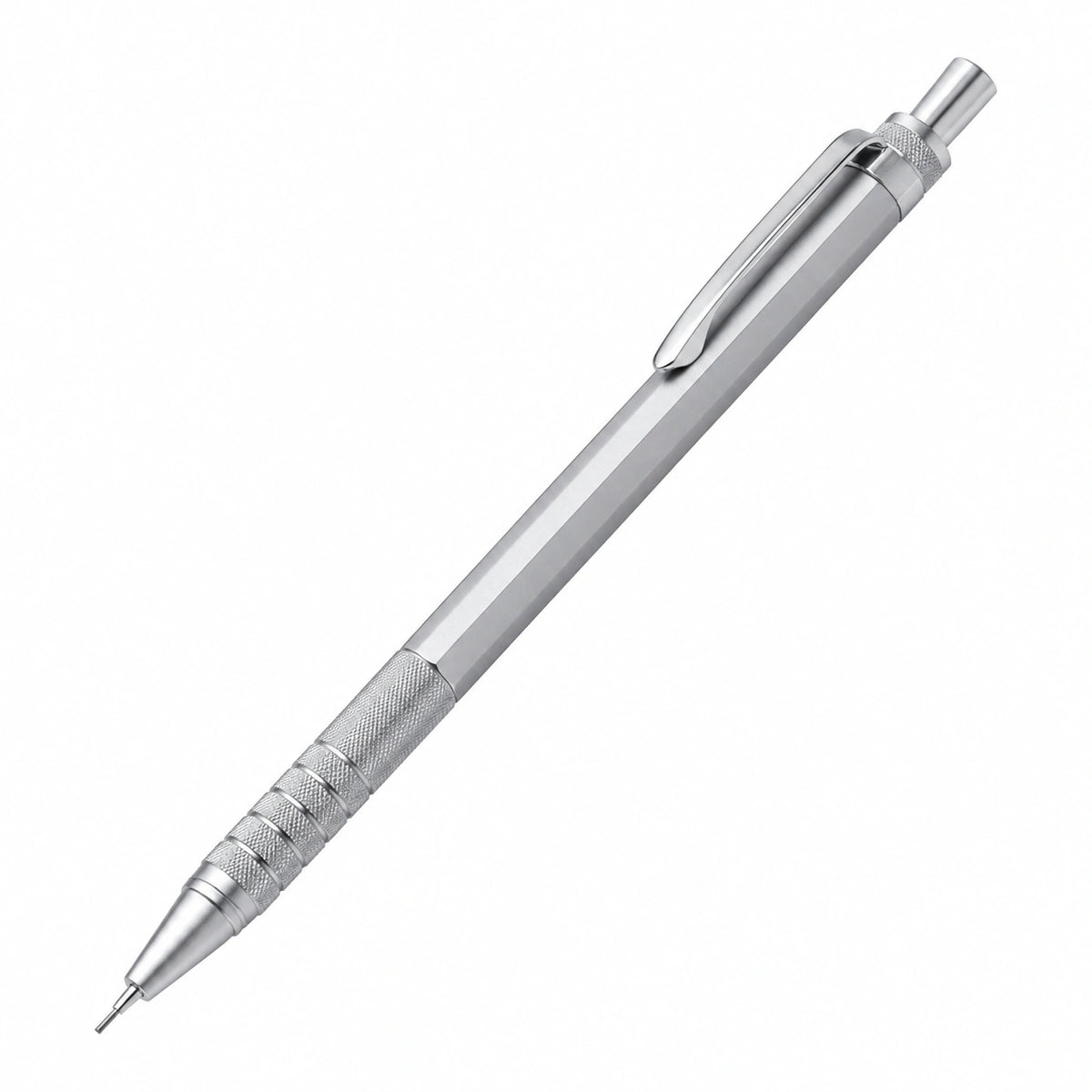 Lápiz Mecánico de Metal Plateado 0.5mm con Agarre Antideslizante