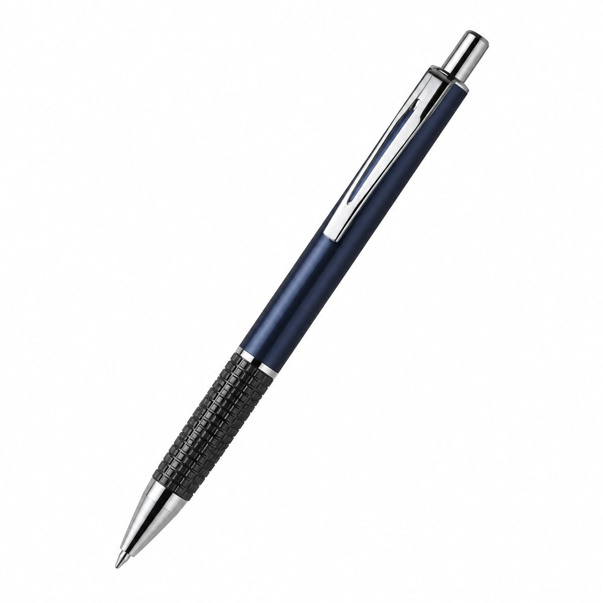 Bolígrafo retráctil azul con agarre antideslizante y punta de bola 0.7mm