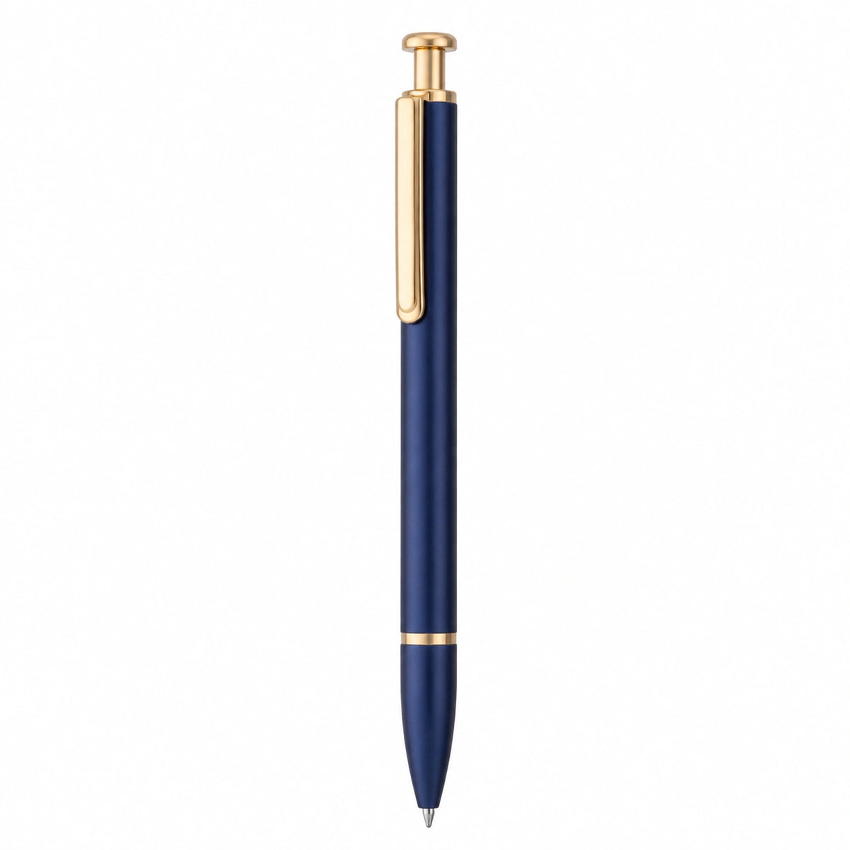 Bolígrafo automático azul con detalles dorados