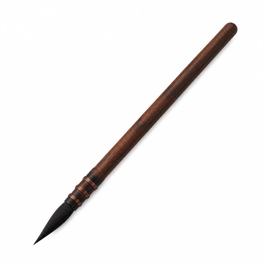 Pincel de caligrafía chino negro con mango de madera 24 cm