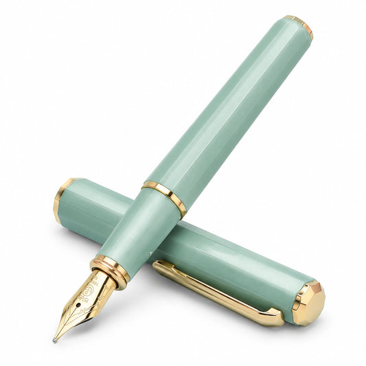 Pluma Estilográfica Verde Menta con Detalles Dorados