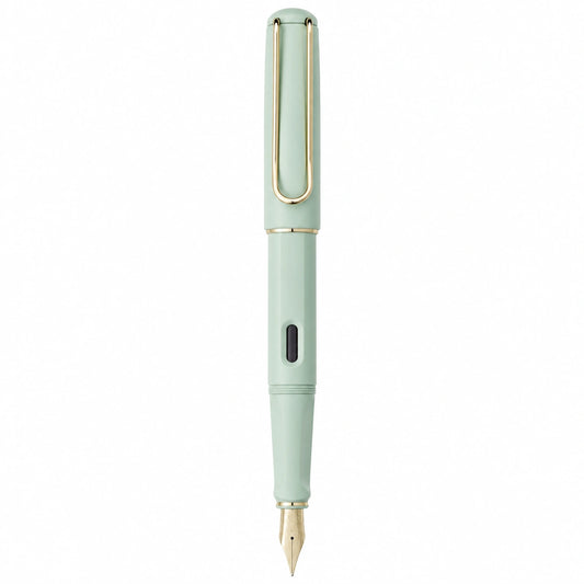 Pluma estilográfica elegante verde menta con plumín fino
