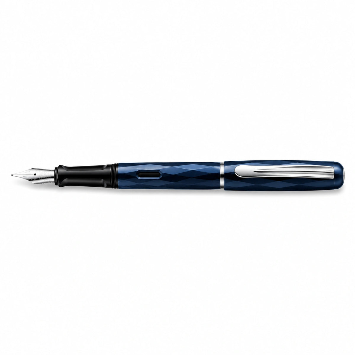 Pluma estilográfica azul con diseño diamante, punta fina