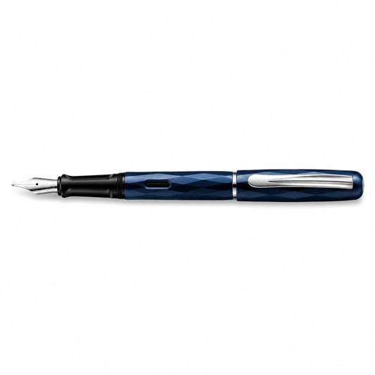 Pluma estilográfica azul con diseño diamante, punta fina