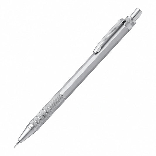 Lápiz Mecánico de Metal Plateado 0.5mm con Agarre Antideslizante